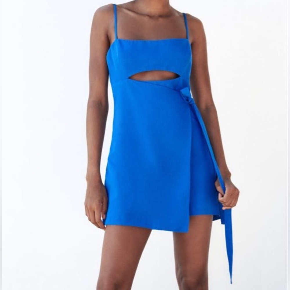 Zara Linen Blend Blue Romper
